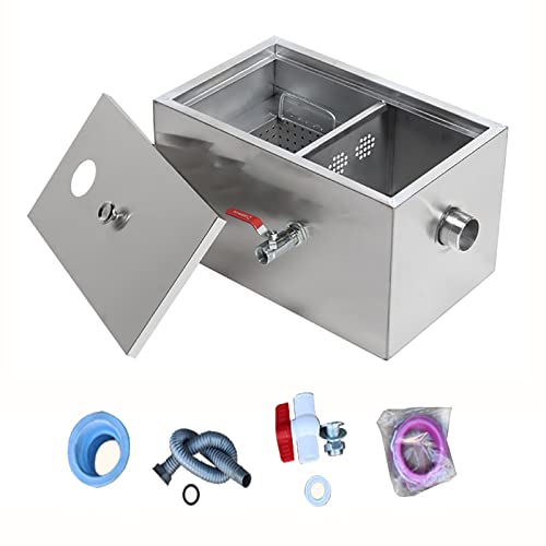 PROPFE Grease Interceptor, Commercial Grease Trap, Stainless Steel Grease Trap with Removable Baffles, Under Sink Grease Trap for Restaurant Factory Home Kitchen (Size : 1 hole-35x25x23cm)