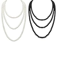 2 Perlenketten, Damen-Perlenkette, Lange Kunstperlenkette, Modische Personalisierte Halskette, Mehrschichtiger Perlenschmuck, Bekleidungsaccessoires