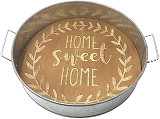 OUCHAN Home Sweet Home Galvanized Metal Serving Tray - Decorative Tray with Handles