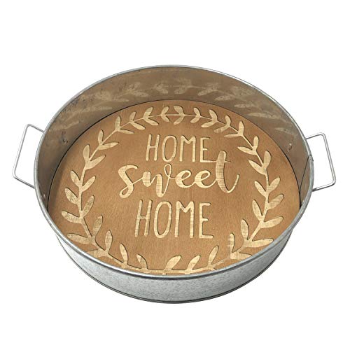 OUCHAN Home Sweet Home Galvanized Metal Serving Tray - Decorative Tray with Handles