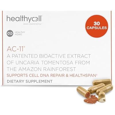 Healthycell Anti-Aging Supplement for DNA Repair and Stem Cell Health, AC-11 - Bioactive Extract of Uncaria Tomentosa Cats Claw Supports a Healthy Immune System - Vegan, Soy-Free & Gluten-Free