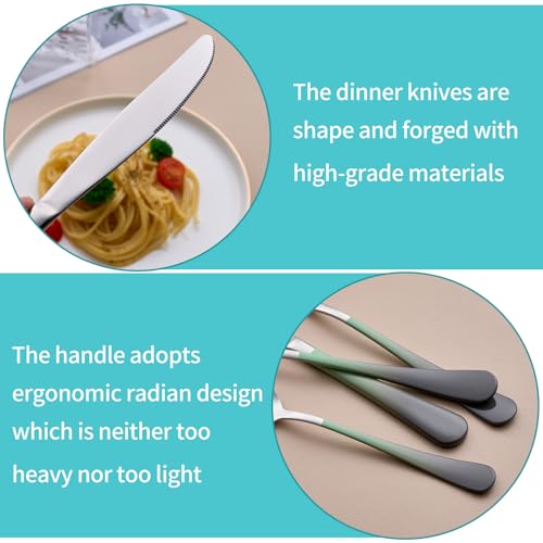 20-Piece-Green-and-Gray-Silverware-Set-for-4-180-Stainless-Steel-Flatware-Cutlery-Utensils-Set-Include-Dinner-KnivesDinner-ForksDinner-SpoonsSalad-ForksTeaspoonsDishwasher-Safe 20 Piece Green and Gray Silverware Set for 4 180 Stainless Steel Flatware Cutlery Utensils Set Include Dinner KnivesDinner ForksDinner SpoonsSalad ForksTeaspoonsDishwasher Safe