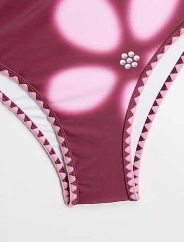 Image of ZAFUL Women Strapless Textured Bandeau Bikini 2 Piece Swimwear Cheeky Solid Lace up Bathing Suits