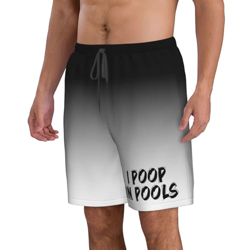 I Poop in Pools Men's Swim Trunks Quick Dry Beach Board Shorts Swimwear Bathing Suits for Holiday Party,2