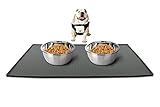  Leeko groß hundenapfmatte, lebensmittelechtes Silikon, Wasserdicht, ungiftig, antiallergen, Katze Oder Hund Füttern Tisch-Sets, 61 x 40,6 x 1 cm, Grau