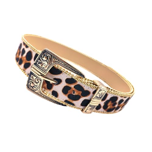 Carved Buckle Leopards Pattern Belts for Jeans Skirt Bead Trim Belt Pants Belt Men Women Unisex Belts Waist Decoration3