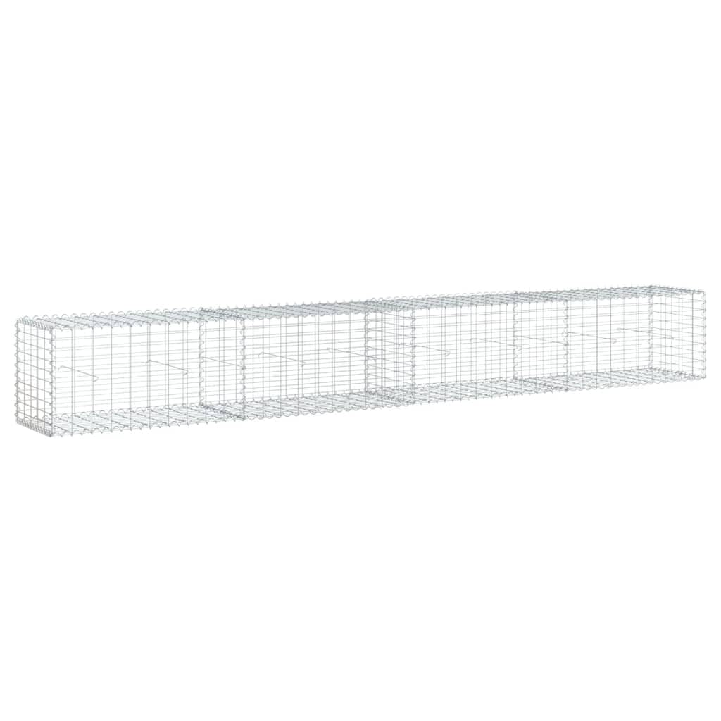 Vidaxl Silver Gabion Basket With Cover, Galvanised Iron For Landscaping - 400X50x50 Cm