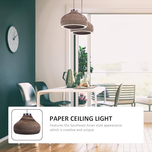 Lampe suspendue papier marron facile à installer au plafond - 6