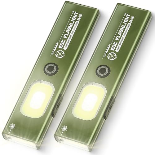 Linterna recargable EDC linterna de trabajo de bolsillo, 950 lm, triple fuente de luz con 6 modos, luz UV de 365 nm con regla, linterna táctica LED magnética IPX4 para exteriores/emergencia