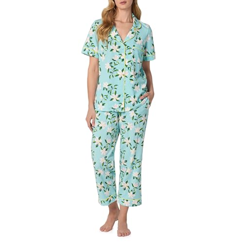 Image of Bed Head PJs Womens Matching Pajamas - Soft Organic Cotton Button Down PJ Shirt & Cropped Pants Set - Loungewear & Sleepwear