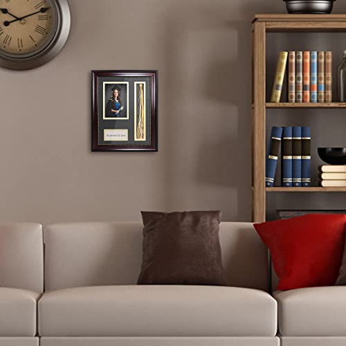 Graduationmall Graduation Photo Shadow Box Frame With Tassel Holder For 4X6 Pictures,Real Glass,Black Over Gold Double Mat,Wall & Tabletop Design #TOP5