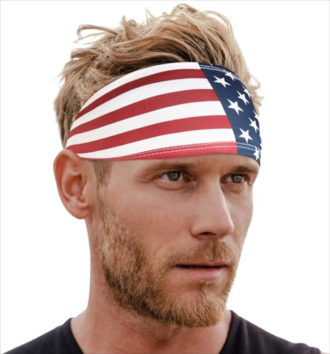 Mens Athletic Headbands - Sweat Bands for Working Out Cycling Football and Sports Performance
