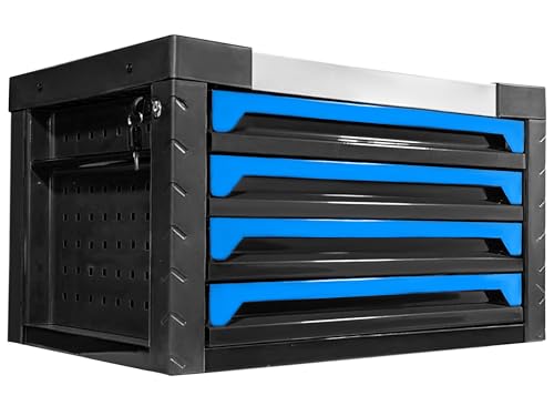 JOMAFA Caja de Herramientas Tipo Cofre con 4 Cajones y Bandeja de Acero Inoxidable, 690 x 435 x 520 mm