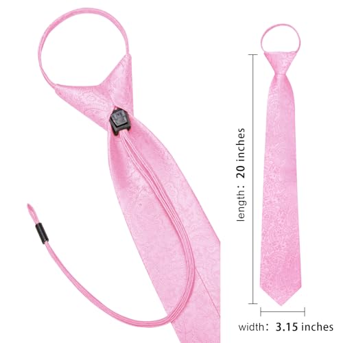 Image of Hi-Tie Zipper Ties for Men Pre-tied Tie Set Lapel Pin Pocket Square and Cufflinks Formal Business Wedding Adjustable Necktie