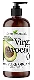 100% Pure Organic Cold-Pressed Unrefined Extra Virgin Avocado Oil - 16oz - FREE Pump included - Imported From Italy - Raw/NON-GMO/Green In Color