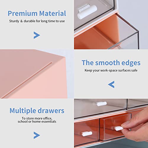 Osteed Desktop Drawers, Desk Organizer With 7 Drawers, Stackable Plastic Storage Box For Home Collection, Cosmetics, Office Supplies (4 Flat Layers, White) #TOP2