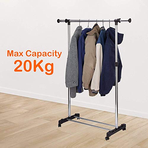 Image of Stainless Steel Single-Pole Portable Clothes Rack Drying Rack,Movable Stand Indoor Home Storage Organizer Balcony Handing Clothing Rack