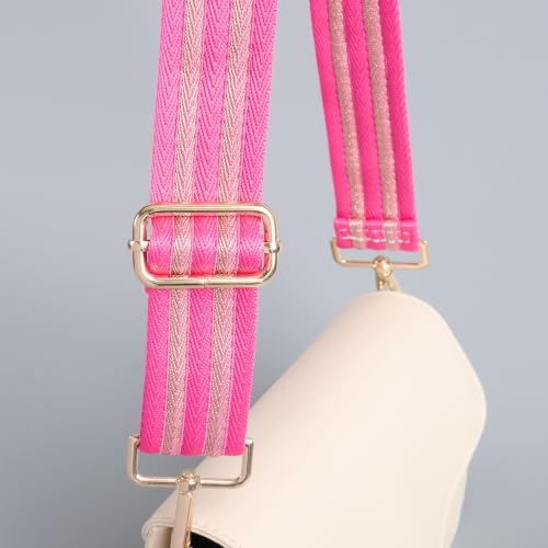 Image of chushui Herringbone Purse Strap Replacement Wide Adjustable Crossbody Strap with Metallic Thread,Woven Fashion Shoulder Bag Strap for Tote Handbag, Gold Silver Shimmer
