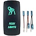 QUNQI STAR 5 pin Laser Backlit Rocker Switch ROCK LIGHTS 20A 12V On/off LED Light Toggle Switch (Green)