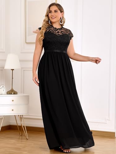 Miusol Women's Formal Floral Lace Plus Size Bridesmaid Party Maxi Dress3