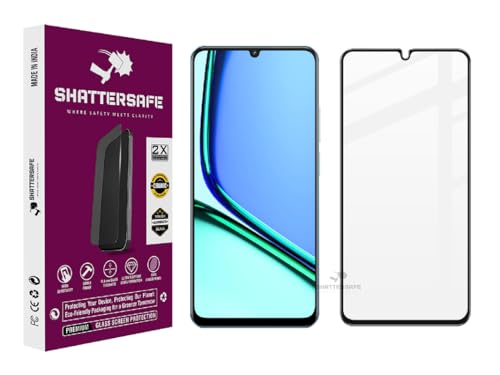 Image of Shattersafe Oleophobic Tempered Glass Screen Protector Compatible For Realme Narzo N61 [Pack of 1]. Edge To Edge Full Screen Protection With Easy Installation Kit & Case Friendly Fit.