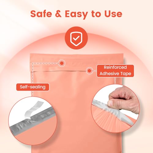 Image of Metronic Poly Mailers 14.5x19 400 Pack, Large Bulk Self Seal Shipping Bags | Heavy Duty Thick Waterproof Tear-resistant Mailing Envelopes, Packaging Bags for Clothing, Small Business, Peach Pink.