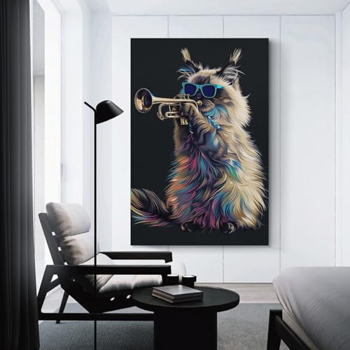 sinyumoney Birman Trumpet Affiches Sur Toile, Impressions D'art Mural, Œuvres D'art Modernes Pour La Décoration Murale Et La Décoration De La Maison Et Du Bureau 12x18inch(30x45cm)