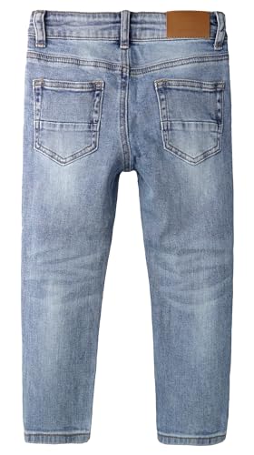 Calça jeans infantil KIDSCOOL SPACE para meninas, 5-14T, lavada, desgastada, cintura elástica dentro