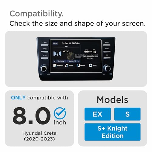 Image of Spartan Shield Screen Guard For HYUNDAI CRETA [2020-2023] || 8 Inch Infotainment Protector || EX, S & S+ Knight Edition || Scratch Resistant || Creta Facelift Car Display Accessories [Not Tempered Glass] (Creta [2020-2023])