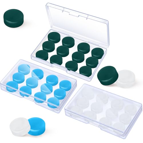 Frienda 36 Pairs Gel Ear Plugs Reusable Silicone Waterproof Swimming Noise Cancelling White Blue Green Ear Plugs for Adults Swimming Sleeping Snoring Studying