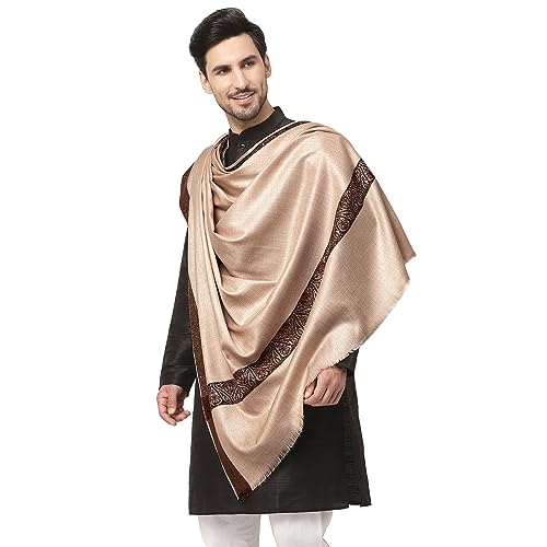 Weavers Villa Men's Woven Border Beige Woolen Lohi/Shawl [50" X 1...
