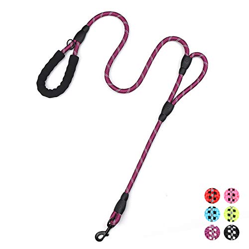 Image of Plutus Pet Rope Dog Leash 6ft Long,Traffic Padded Two Handle,Heavy Duty,Reflective Double Handles Lead for Control Safety Training,Leashes for Large Dogs or Medium Dogs,Dual Handles Leads(Purple)