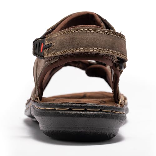 Image of ArcBrothers Men's Premium Leather Sandals - Classic Roman Style Open Toe Sandals - Cushioned Heel, Non-Slip & Sturdy Support