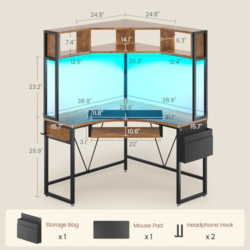 Image of SEDETA 39 inch Spacious Corner Desk with Hutch, Storage for Small Space