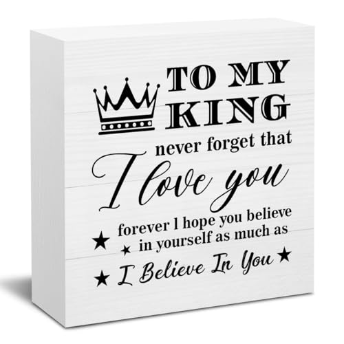 Valentine's Day Wooden Box Sign Desk Decor Gifts for Boyfriend Husband Anniversary Valentines Day...