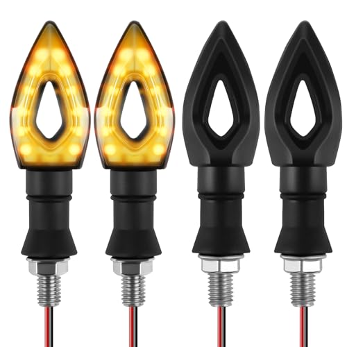 URAQT Motorcycle Led Turn Signal Light 4 PCS Universal Watertight Motorbike Turning Indicators 12V Turn Signals Blinker Daytime Running Lights Brake Lights for Motorcycle Scooter (Amber)