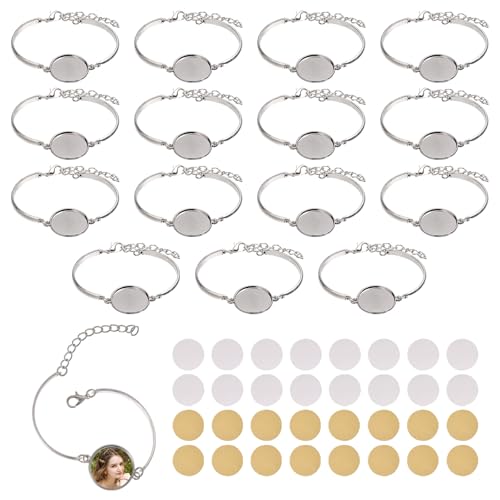 CHGCRAFT Juego de 16 pulseras de sublimación en blanco, bandejas redondas de...