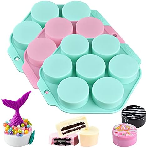 Actvty Round Chocolate Covered Cookie Molds, 3 Pcs Upgraded New Size Cylinder Chocolate Candy Silicone Molds, Perfect for Chocolate Covered Oreos, Candy, Cakes, Jelly, Muffin, Soap