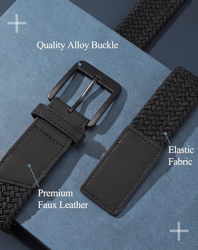 Image of SANSTHS Stretch Braided Golf Belt Breathable No Hole Elastic Woven Belt for Men Women, Ideal Belt for Golf Travel Daily Wear