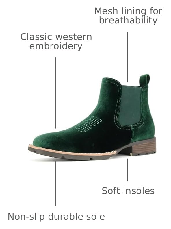 Image of Cowboy Boots for Men Western Men's Boots Casual Dress Slip On Chelsea Boots Retro Stylish Shoes