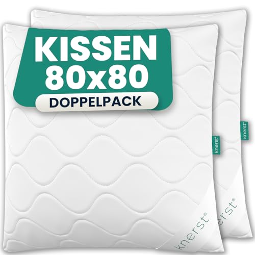 KNERST® Kopfkissen 80x80 2er Set – Komfortables Schlafkissen,...
