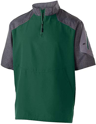 Image of Holloway Unisex Ultra-Lightweight Aero-TecO Raider Short-Sleeve Warm-Up Pullover-Carbon PRT /Blck