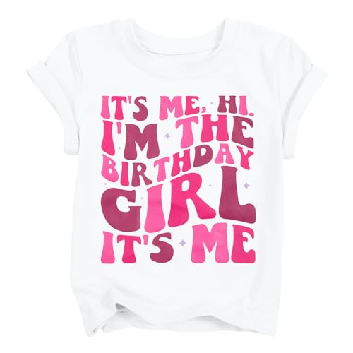 Image of LOTUCY Birthday Girl Outfit for Kids Its Me Hi Im The Birthday Girl Shirt Letter Printed Princess Birthday T-Shirt