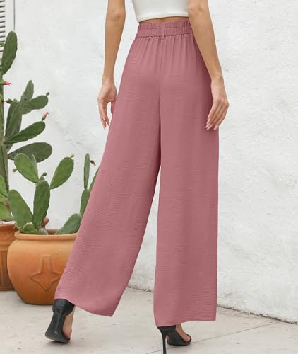 CZYINXIAN Wide Leg Pants for Women High Waist Casual Work Trendy Office Pants with Pockets(Pink,Small) — view 5