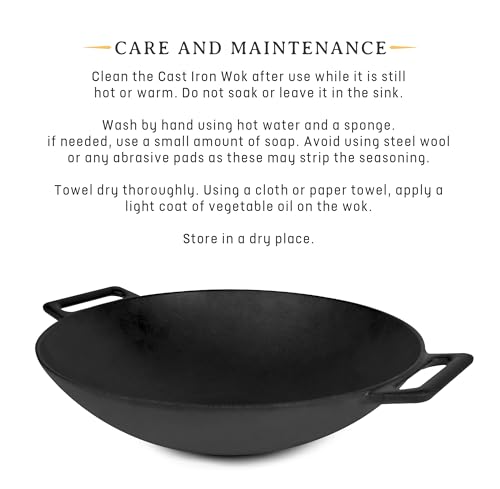 Jim Beam 12'' Pre Seasoned Heavy Duty Construction Cast Iron Grilling Wok, Griddle and Stir Fry Pan by Jim Beam - Used condition - Image 2