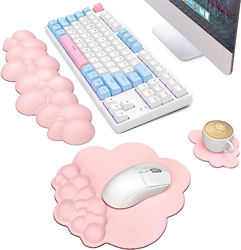 Mousse à mémoire pour ce repose-poignet clavier cloud rose antidérapant