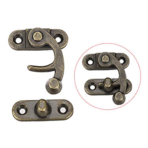 Foto von sourcing map 2 Stück Antiker Vintage Schnell Verschluss Rechte Riegelhaken Haspe Riegel 33mm x 28mm Schwingenriegel Bronze mit Schrauben