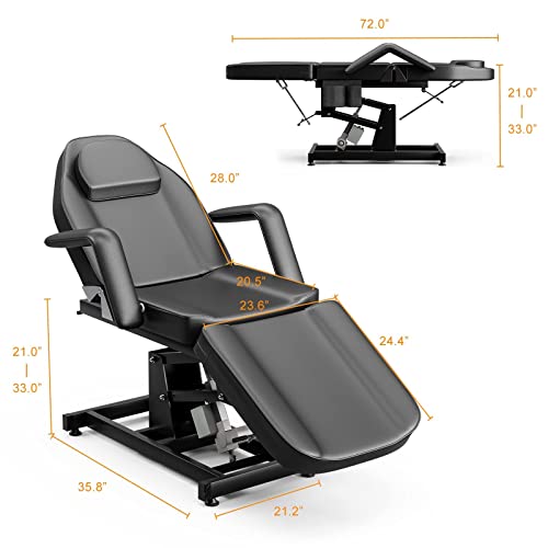 Okakopa Electric Tattoo Chair For Client Esthetician Bed, Back And Foot Adjustable Esthetician Electric Table Electric Spa Chair Bed Microblading Tattoo Table Bed (Black) #TOP5