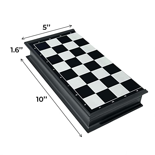 Leksak Games 10'' Magnetic Chess Checkers Backgammon Set 3 In 1 - Travel Board Games Portable Case Folding Board - Beginner Chess Set For Kids And Adults - 30 Checkers Pieces #TOP4