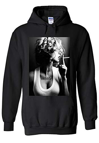 PatPat Store Sexy Smoking Inhale Girl Novelty Black Men Women Unisex Hooded Sweatshirt Hoodie-L